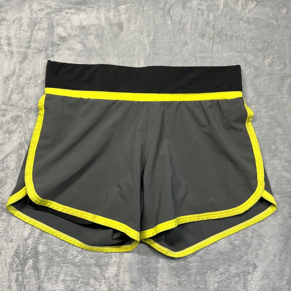 REI‎ Running Shorts Women Grey Neon Yellow Built-in Liner Athletic RN37249 Small